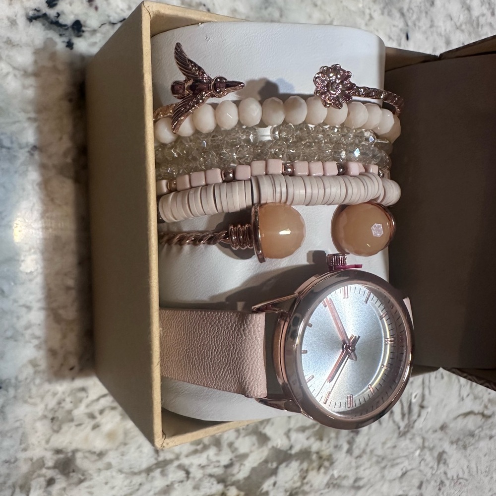 Francesca's Collections Gold and Pink Watch Set